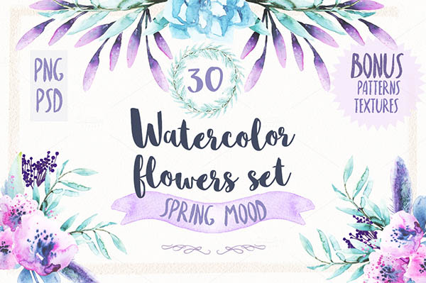 Watercolor Floral Elements for Graphic Designers - 10
