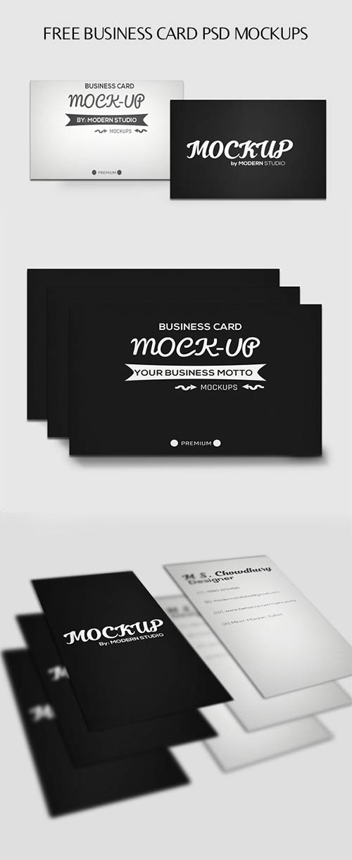 Free Horizontal and Vertical Business Card PSD Mockups