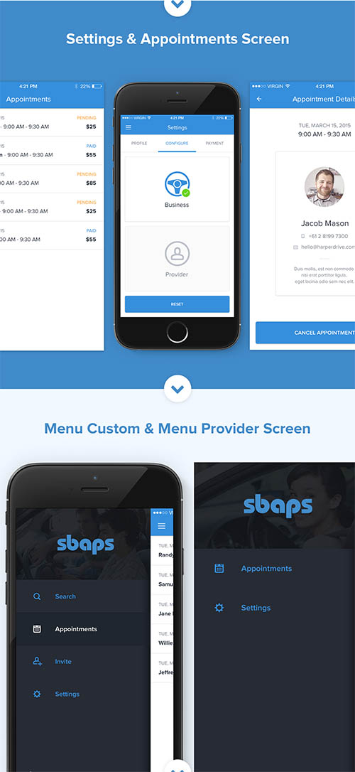 SBAPS - Business Bookings App (Mobile) By ceffectz Designs