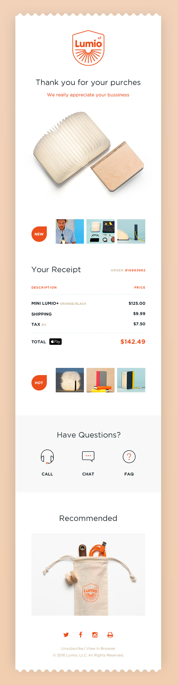 Free Email Receipt PSD UI Template
