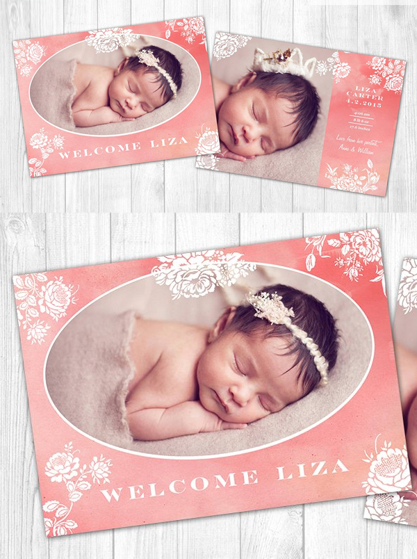 New born baby girl template card