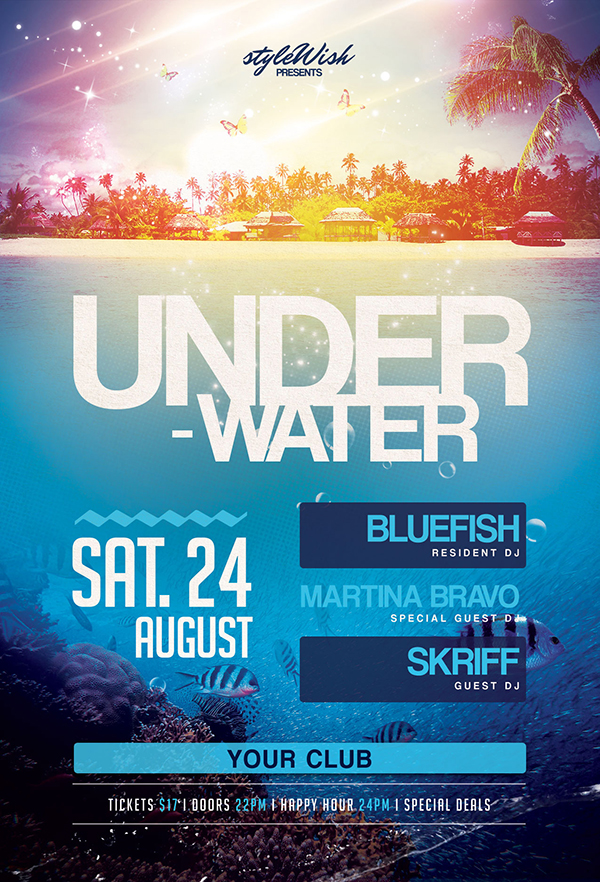 Underwater Party Flyer Template