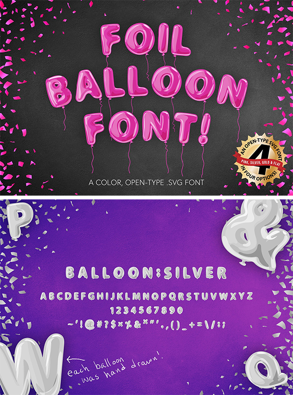 Foil Balloon Font pink gold silver