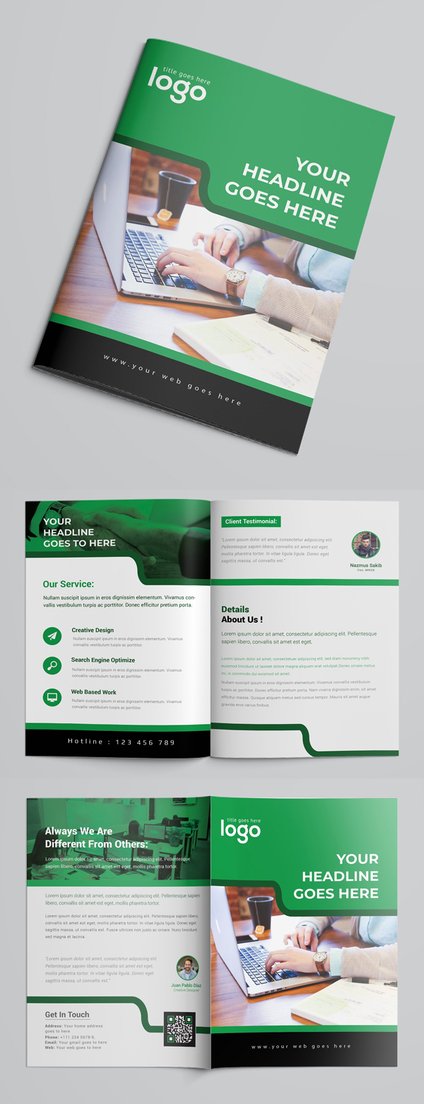 Corporate Green Bifold Brochure