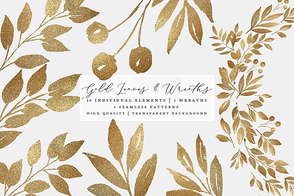 Gold Leaves, Wreaths & Patterns