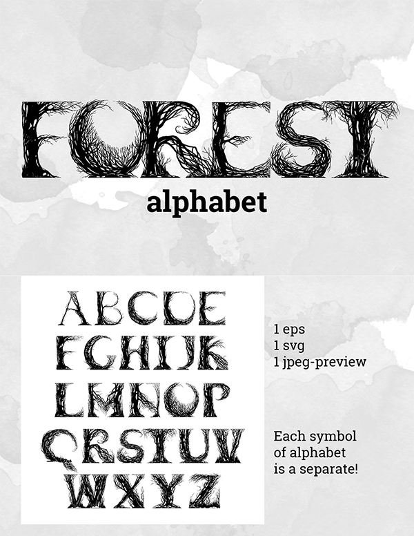 Forest Alphabet | Vector