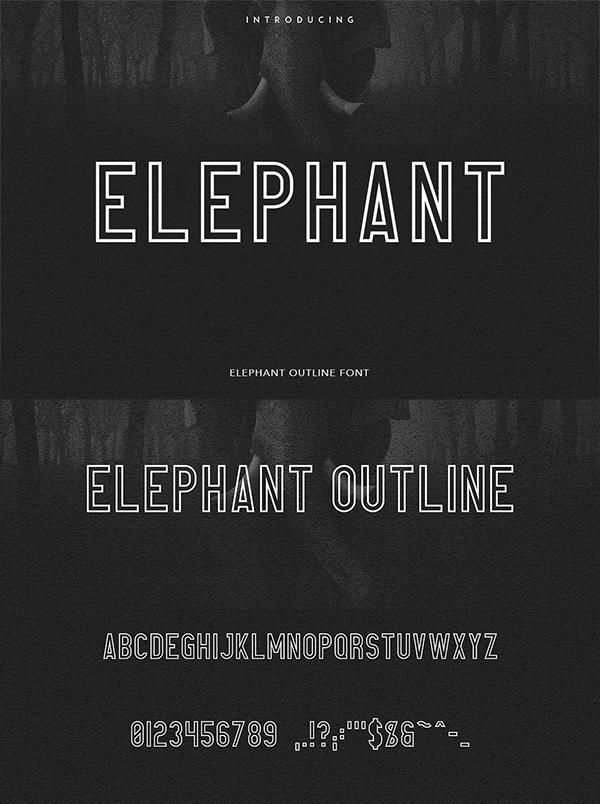 Free Elephant Outline Font
