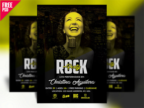 Rock Party Flyer Design PSD