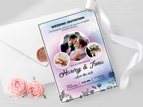 Wedding Invitation Card Free PSD