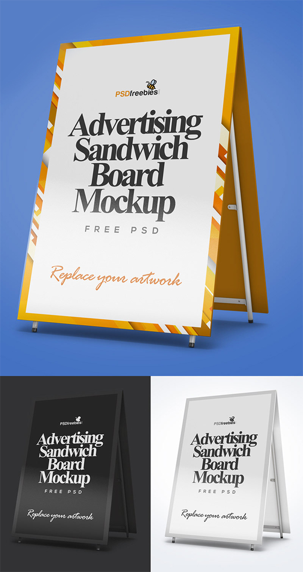 Advertising Sandwich Board Mockup PSD