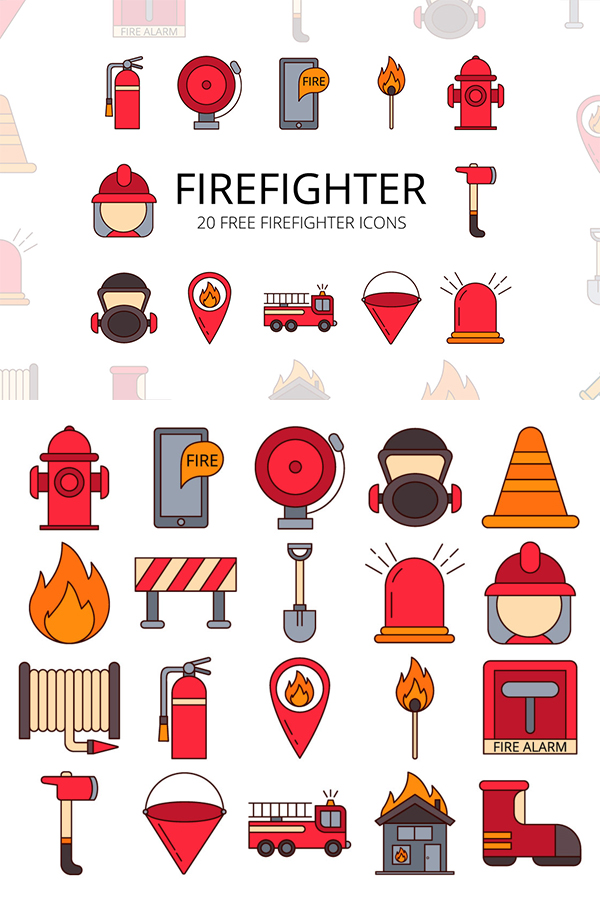 Firefighter Vector Free Icon Set