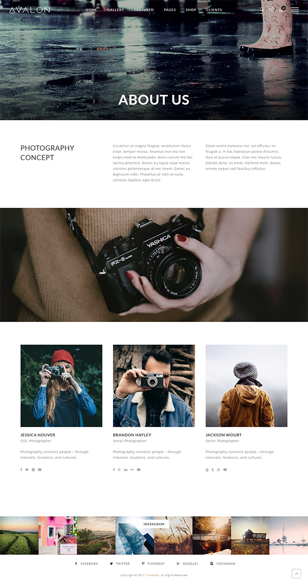 Avalon - Photography and Portfolio WordPress Theme for Photographers