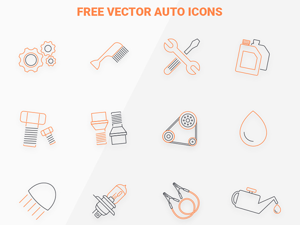 Free vector auto icon set