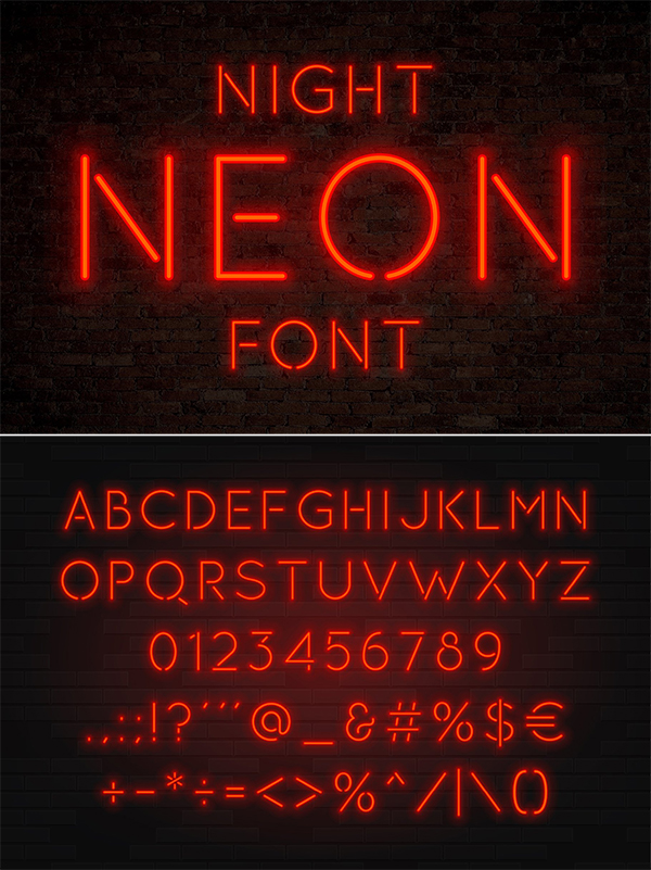 Night Neon SVG Font - Red
