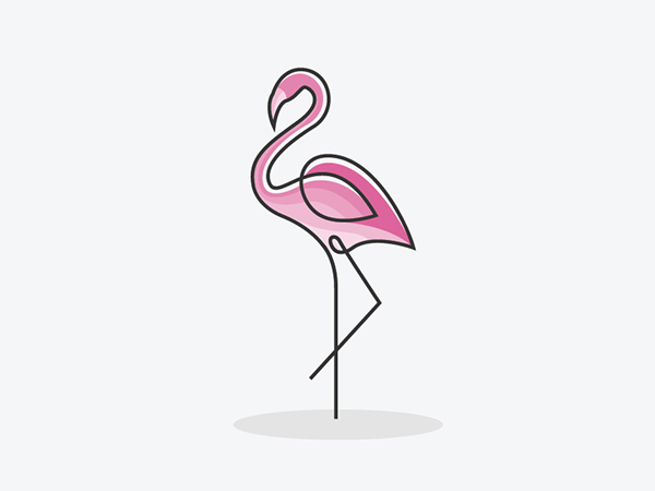 Flamingo Coloring Line Logo