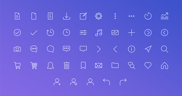 Clean Custom Stroke Icons Set For Web