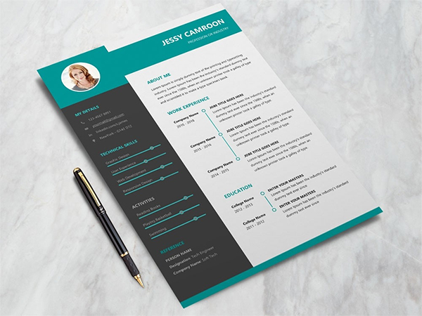 Free Microsoft Word Resume Template With Modern Design