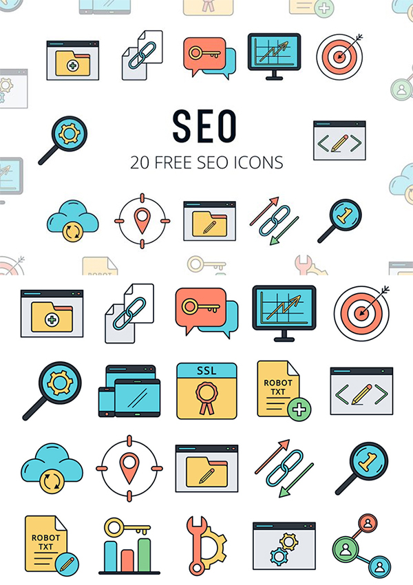 Freebie : Creative SEO Vector Icon Collection For Designers