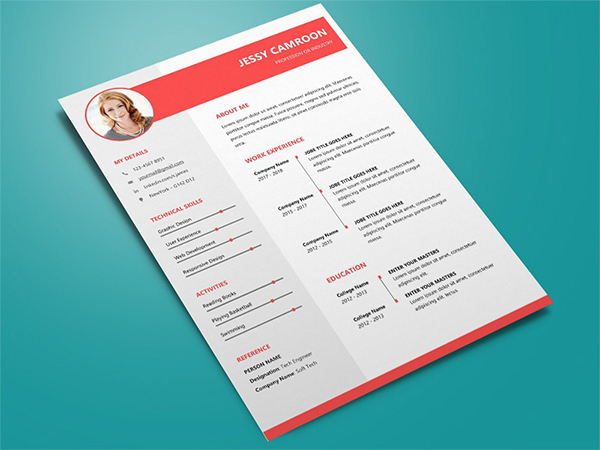 Free Microsoft Word Resume Template with Trendy Design