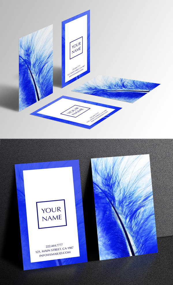 Beautiful Blue Feather Business Card