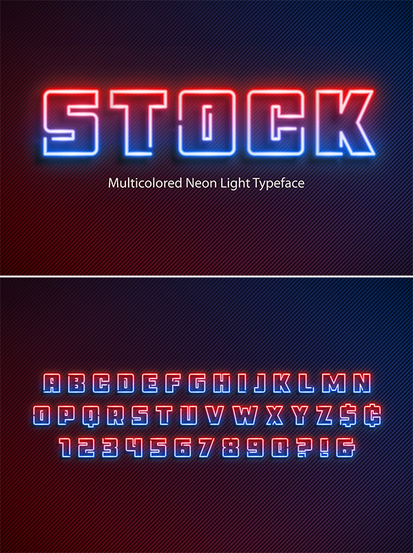 Multicolored Neon Display Font