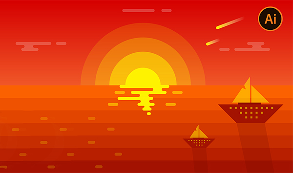 How to Creat Sunset Scenery in Illustrator