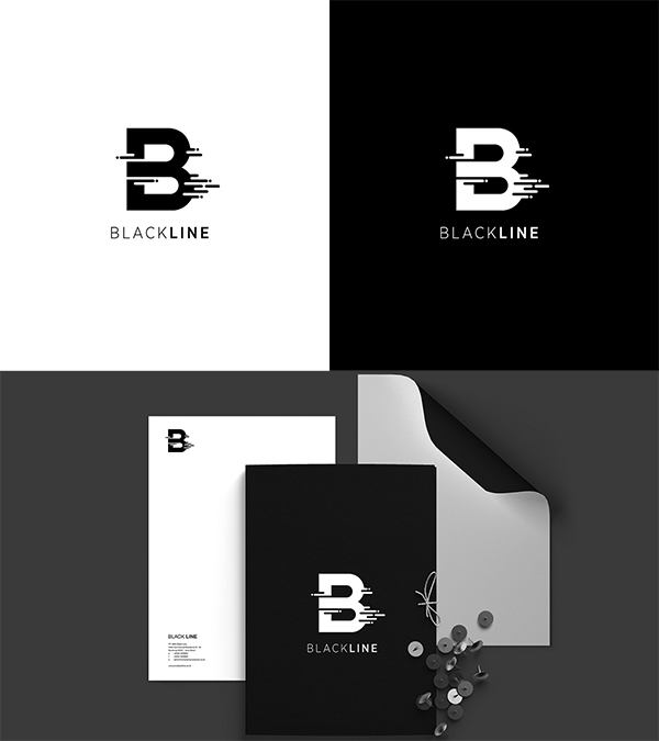 Letter B Black Line Logo