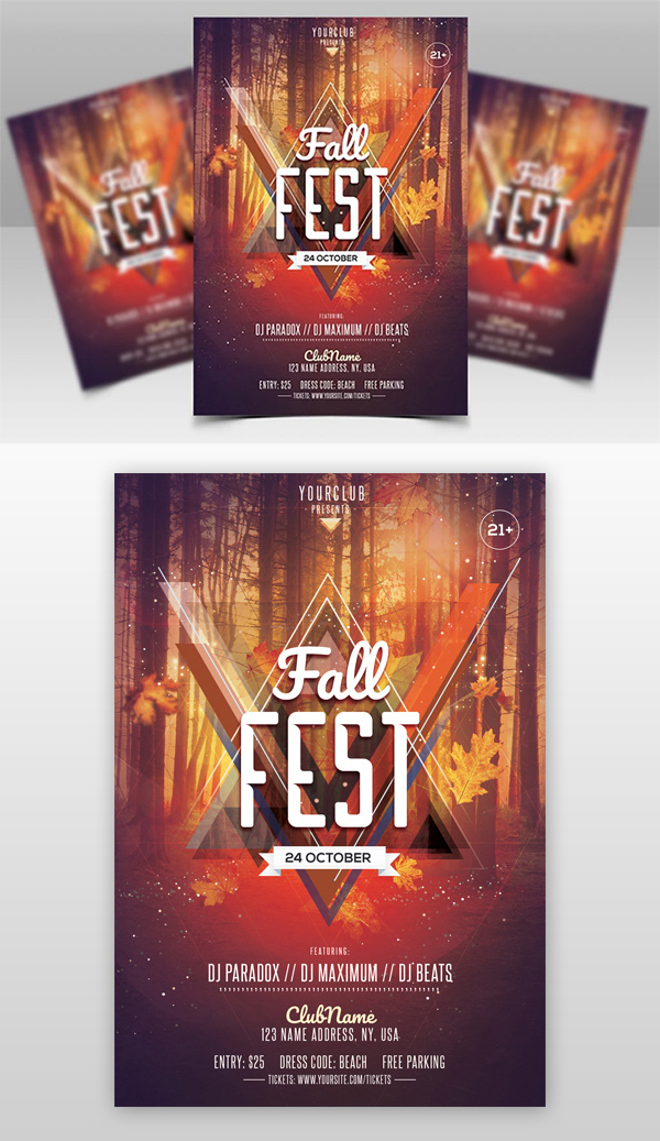 Freebie : Awesome Fall Fest Flyer Template Design (PSD)