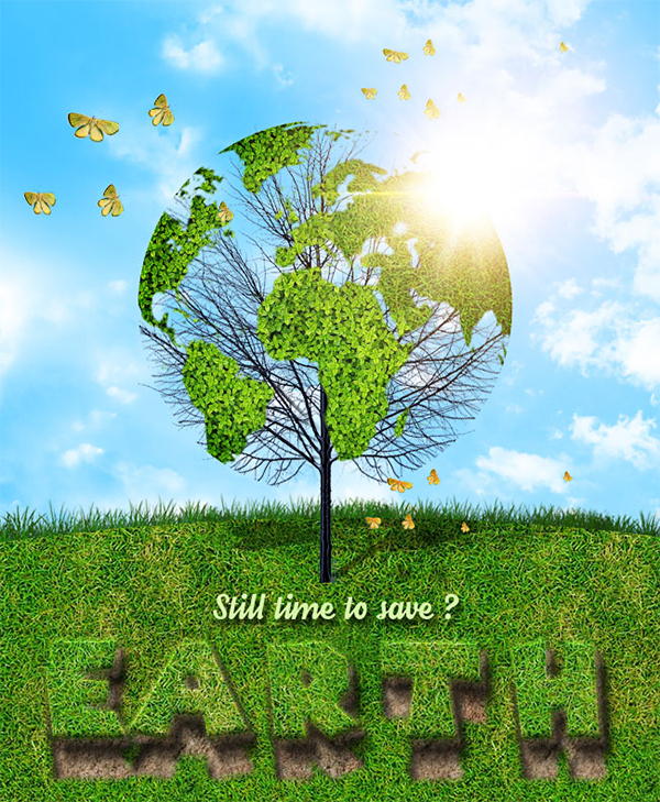 Create A Green Earth Tree Environment Background In Photoshop