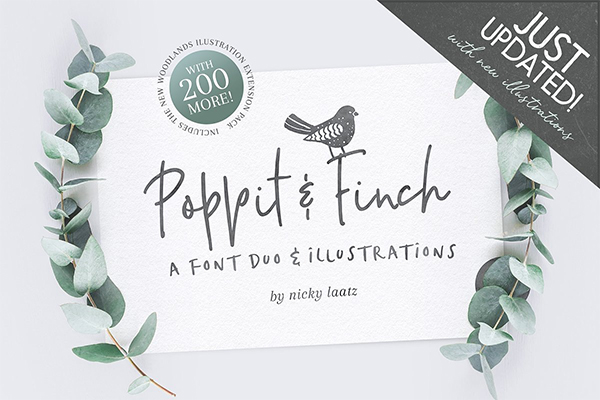 Poppit & Finch Fonts & Illustrations