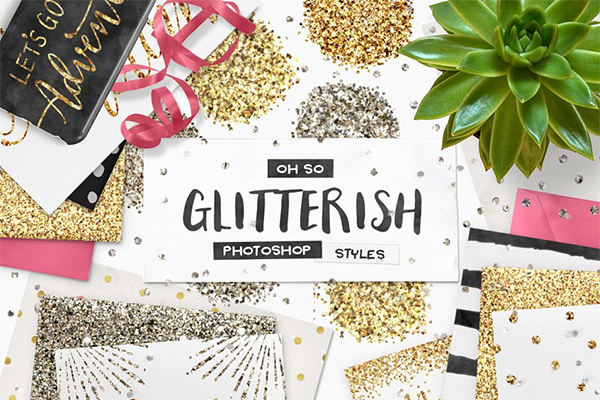 100 Glitter Photoshop Styles + Bonus