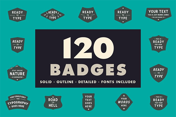 120 Vector Badges With Fonts