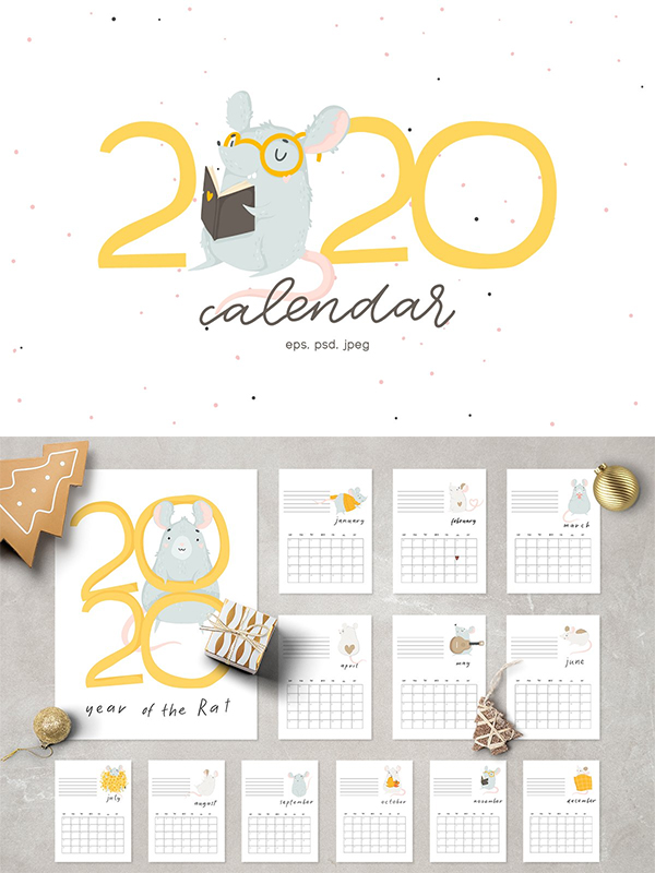 Cute Rat – New Year 2020 Calendar