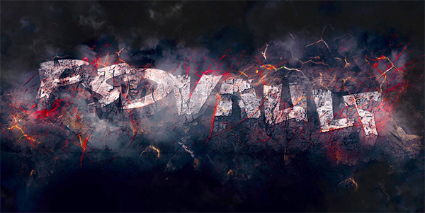 How to Create Rock 3D Text Effect with Flying Fire Sparks in Photoshop