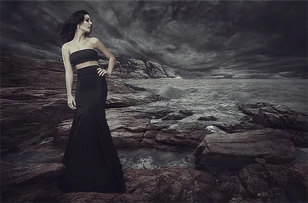 How to Add A Mermaid to a Dark Blead Landscape