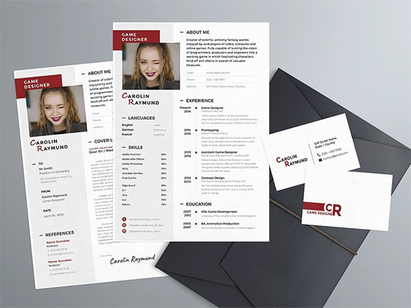 Free Resume Template With Cover Letter And Business Card