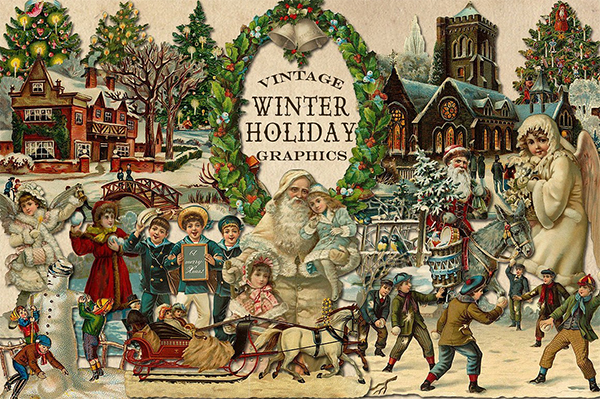 Vintage Winter Holiday Graphics