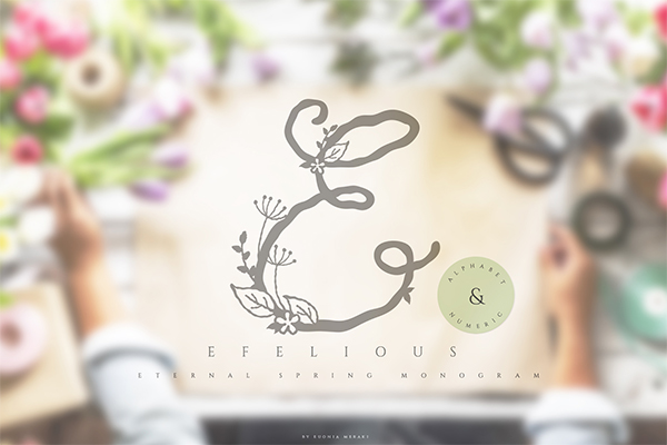 Efelious – floral monogram set By Euonia Meraki