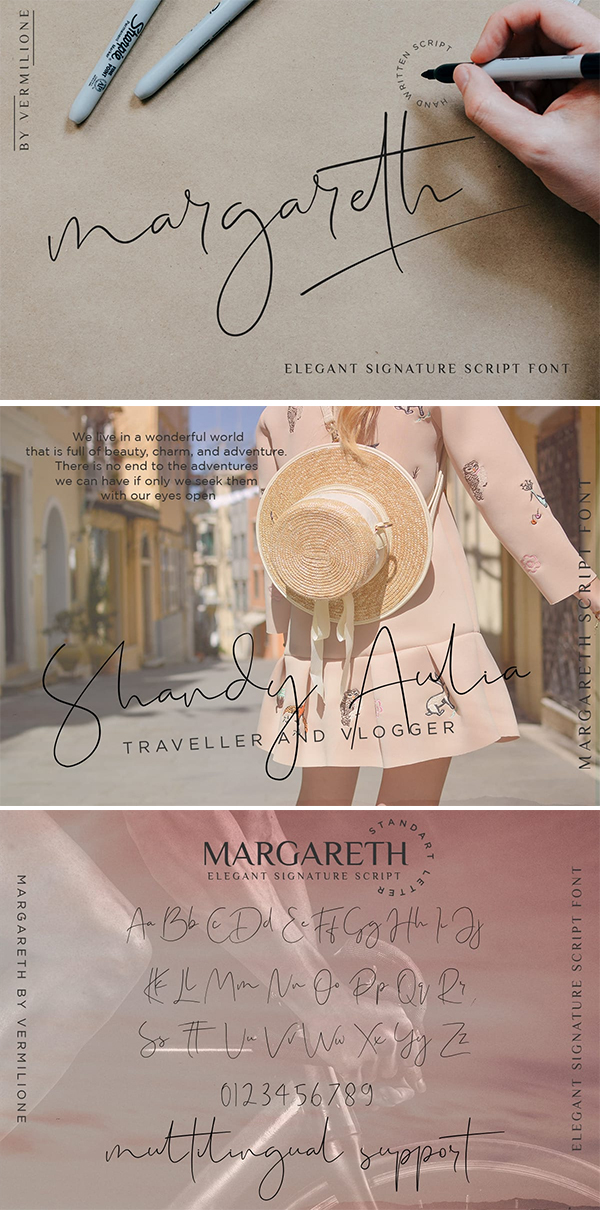 Margareth elegant signature script ByVermilione
