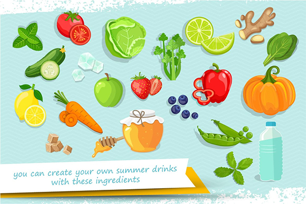 Set of summer drinks with recipe By tanda_V