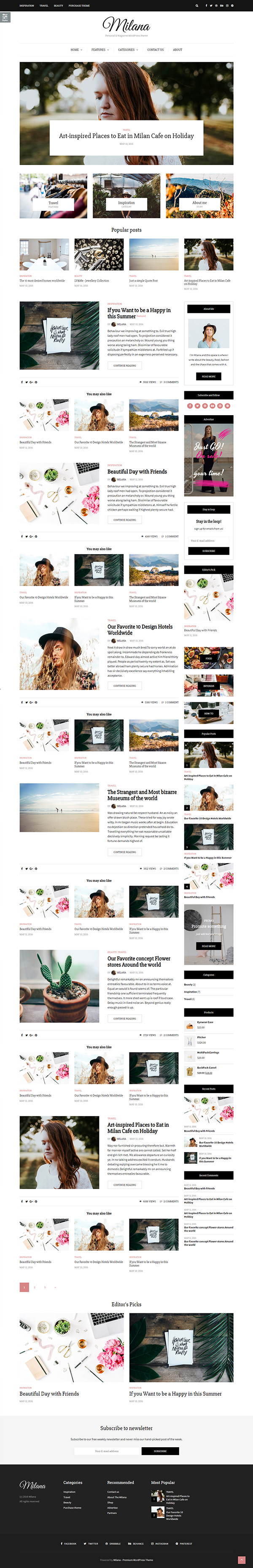 Milana - WordPress Blog & Shop Theme