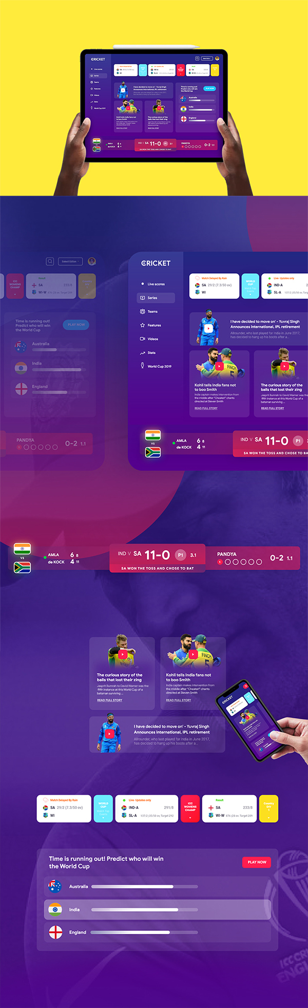 Free Download Awesome ICC Cricket World Cup App Ui (2019)