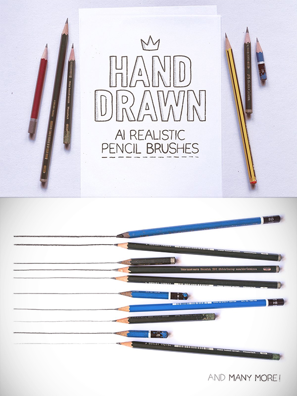 AI handmade realistic pencil brushes