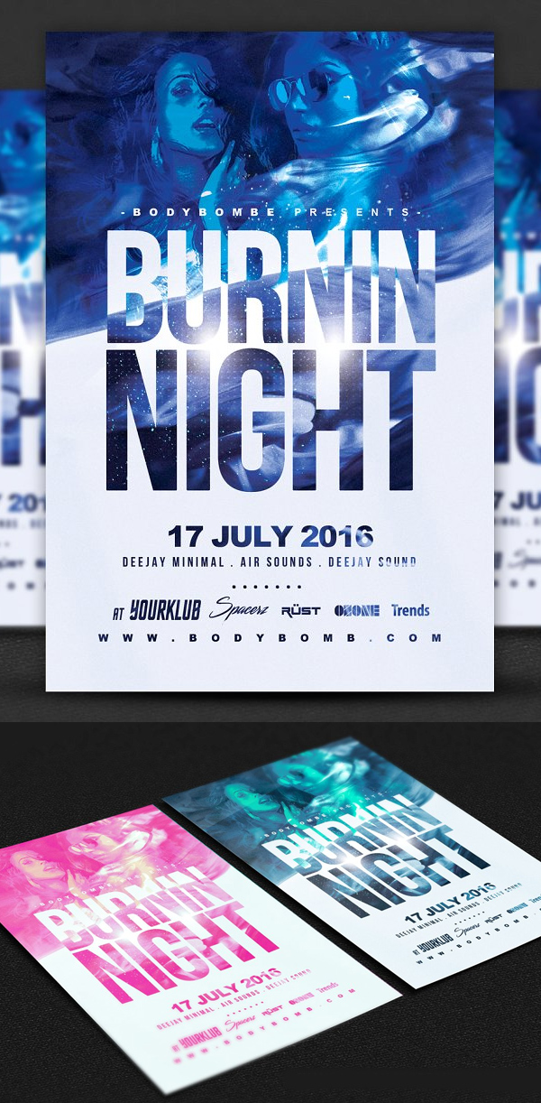Burnin Night Flyer Template