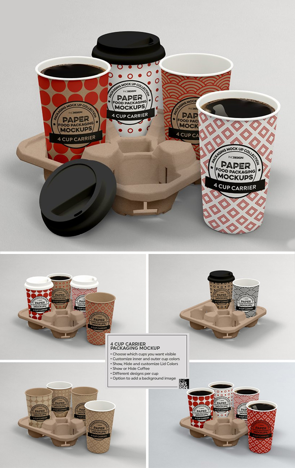 Cup Carrier Packaging Mockup