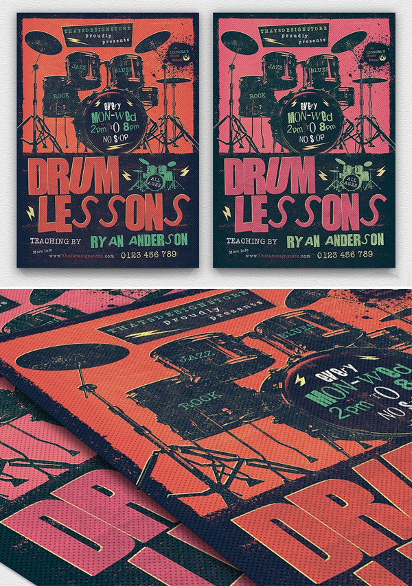 Drum Lessons Flyer Template 