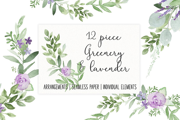 Greenery & Lavender Wedding Set