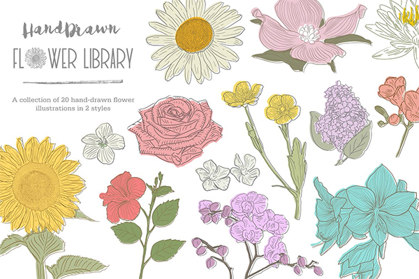 HandDrawn Flower Library