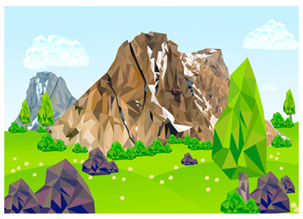 Low Poly Mountain with Background