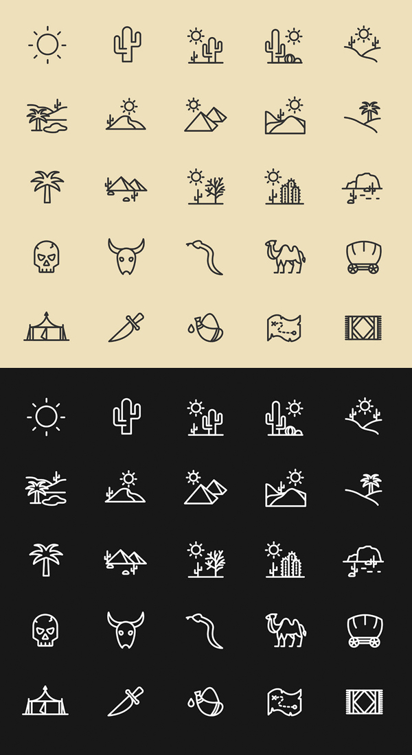 Desert Line Vector Icons